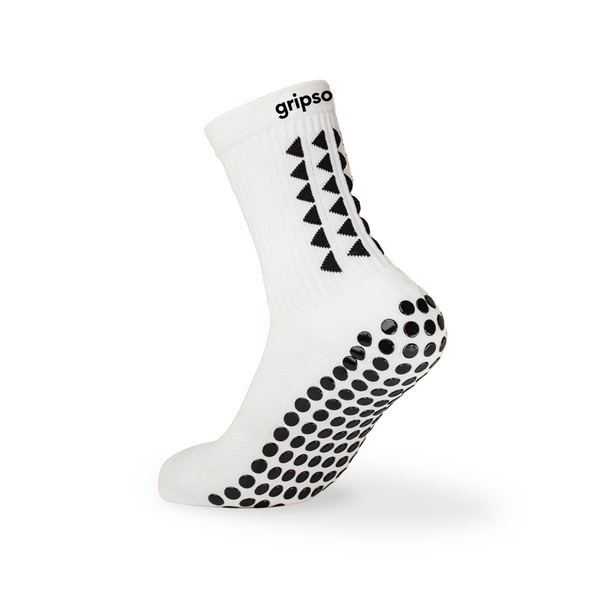 Grip Socks - Mid Calf Length - White/Black